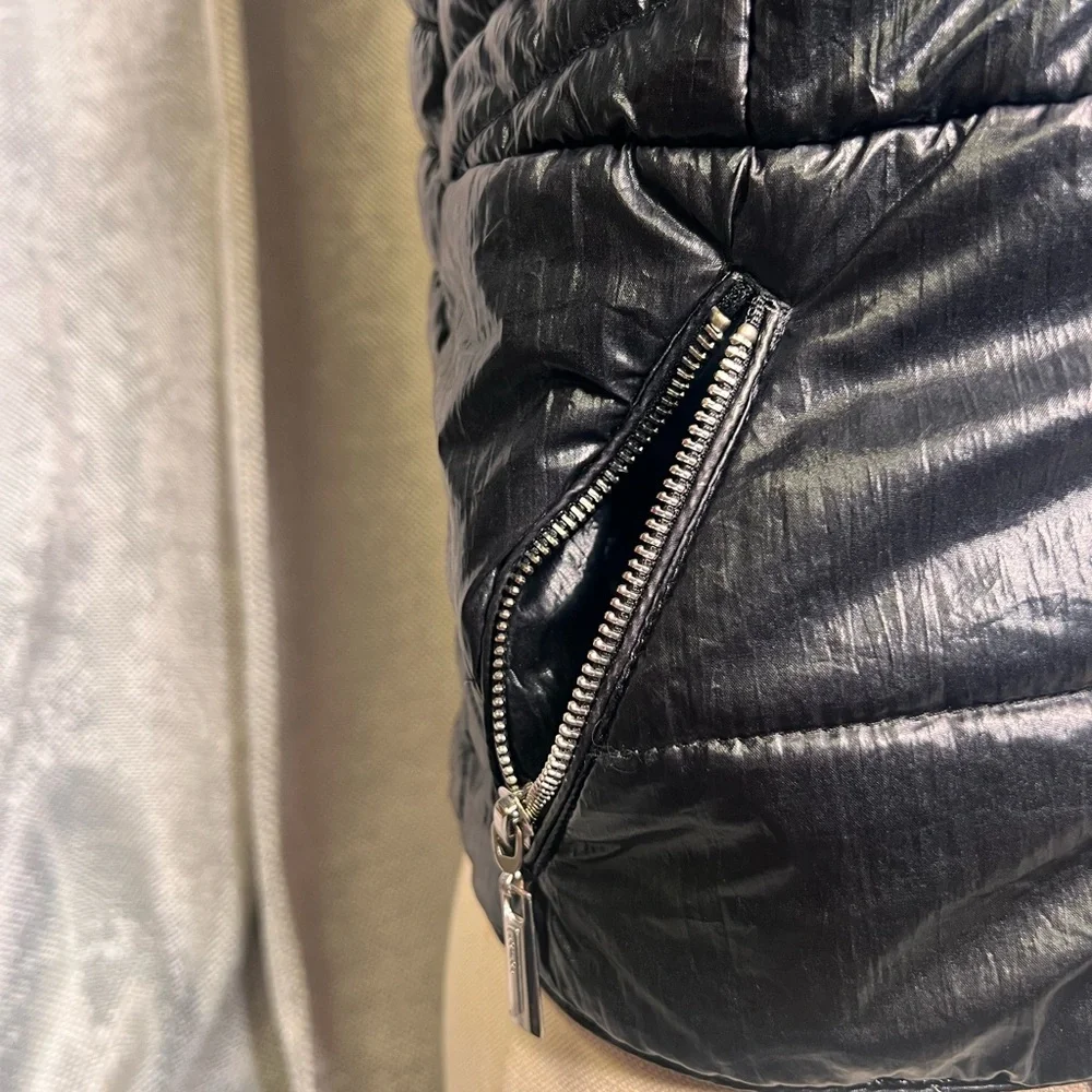 Black Quilted‎ Vest with Pink Collar